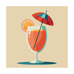 Vector illustration of a glass of lemonade on a colorful background