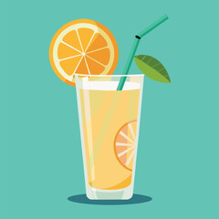 Vector illustration of a glass of lemonade on a colorful background