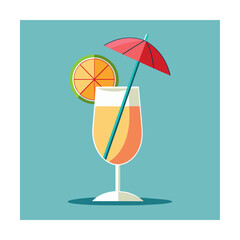 Vector illustration of a glass of lemonade on a colorful background