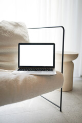 laptop mockup beige aesthetic boucle 