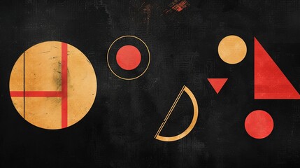 creative colorful geometric shape triangle circle dot and line with grungy noise texture, minimal modern trend design elements abstract background, banner , flyers design, Generative Ai