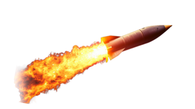 Nuclear rocket isolated on transparent background