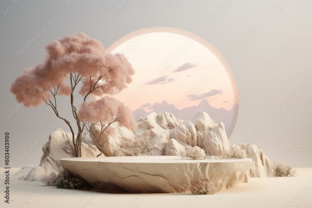 Wall mural Surreal Pastel Moon Landscape