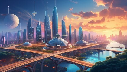 Modern diigital and developed city