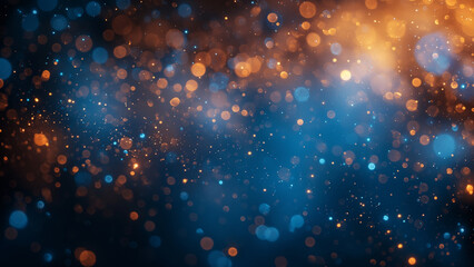 Abstract luxury science background, blue and gold, bokeh effects. Sparkles.