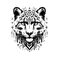 leopard silhouette in animal cyberpunk, modern futuristic illustration