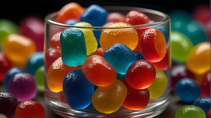 colorful jelly candies in glass