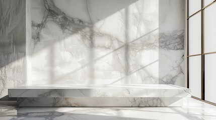 a marble bench with a window