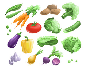 Vegetables set. Digital clipart