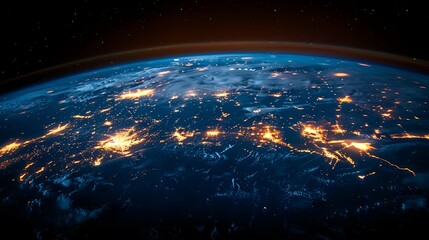 a view of the earth from space with lights of cities
