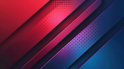 Modern abstract background red and blue gradient arrow shape overlapping layer with halftone effect - Powered by Adobe