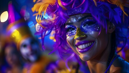 Brazilian Carnival: A Joyous Celebration with Samba Dancers, Musicians, Clowns, and Circus Performers. Concept Brazilian Carnival, Samba Dancers, Musicians, Clowns, Circus Performers