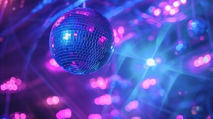 Obraz premium party lights disco ball blue and purple colors