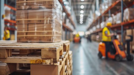 Pallets in logistics conditions stacks of pallets in various states of use