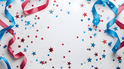 Columbus Day poster design with United States decorations and ribbon on a white background, suitable for promoting and celebrating the national holiday.
