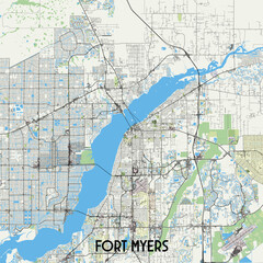 Fort Myers Florida USA map poster art