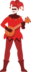 Joker play on guitar icon cartoon vector. Cute game acrobat. Performer idiot