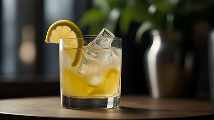 cocktail with lemon and ice