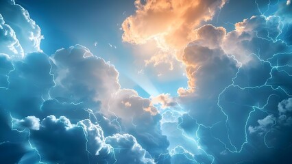 Secure Cloud Storage: A Visual Representation of Blue Sky with Billowy Clouds. Concept Cloud Storage, Data Security, Blue Sky, Visual Representation, Billowy Clouds