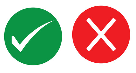 Tick and cross checkmark icon. Check mark and wrong mark icon design. Set of red X and green check mark icons. Vector illustration. © Vector Vista