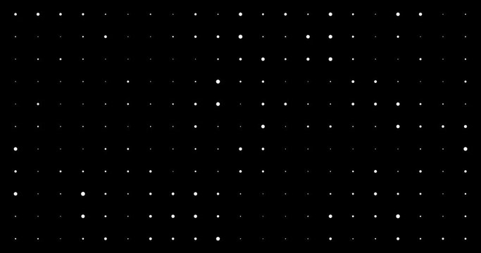Abstract circular halftone white dots big to small elegant transparent motion background, 4k with alpha channel 
