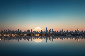 Fototapeta premium city skyline at sunset