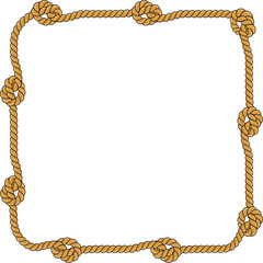 Square rope frame isolated on white background. Twisted cord.