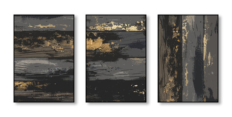 Painting with gold accents on three panels