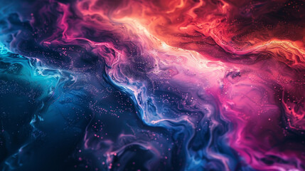 A colorful, swirling galaxy of blue, red, and purple
