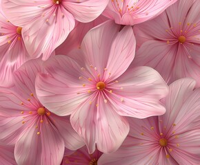 Cluster of Pink Flowers With Yellow Stamens