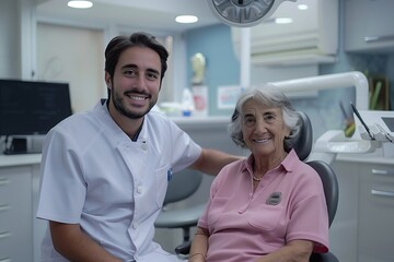 Obraz premium Old woman at the dentist's visit