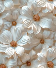 Cluster of White Flowers With Brown Centers
