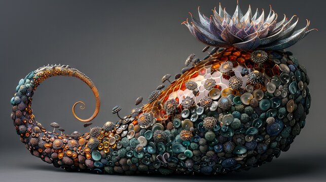 A button-sculpted spiral with glass on top - Powered by Adobe