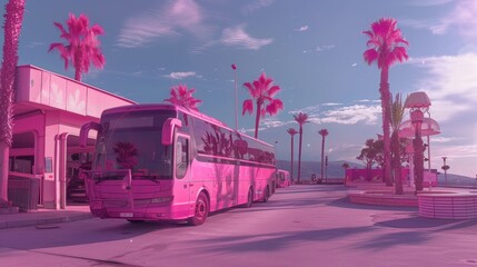 Pink Street View with Diesel Transport