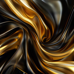 Fototapeta premium Black and gold silk background with glitters
