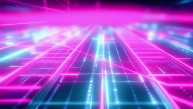 Futuristic grid patterns, Colorful neon lights abstract motion 4k abstract looping background