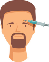 Healthcare botox injection face icon cartoon vector. Clinical shot. Dermal medicine