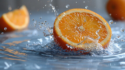 orange in water splash