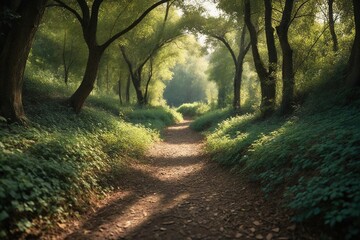 Naklejka premium footpath in the woods