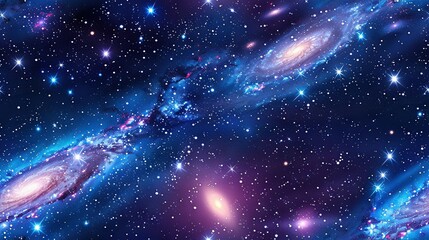 Obraz premium A cluster of stars surrounded by a vivid blend of blue and purple in a central position within the photograph