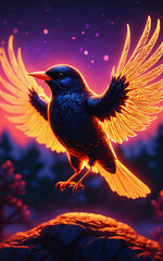 Fototapeta premium A bird soaring through the sky with its wings outstretched