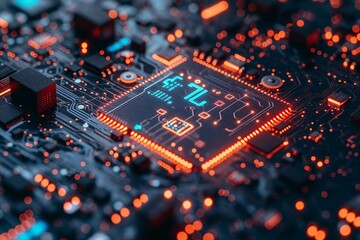 Fototapeta premium Artificial intelligence micro chip, Future and technology.