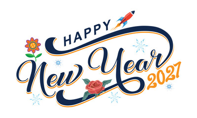 New year 2027 typography design. Happy new year 2027 logo design, Happy 2027 New Year Vector Design