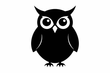 Black owl silhouette on white background