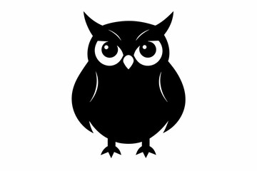 Black owl silhouette on white background