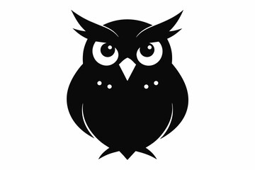 Black owl silhouette on white background