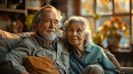 Aging with Grace: Elderly Couple in a Serene Living Room