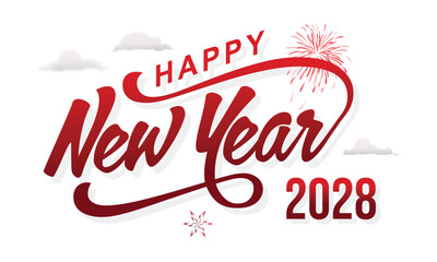 New year 2028 typography design. Happy new year 2028 logo design, Happy 2028 New Year Vector Design