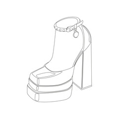 Linear vector illustration of women's shoes with high soles. Trendy high heels icons. Fashion women shoes. Fashion illustration isolated on white background