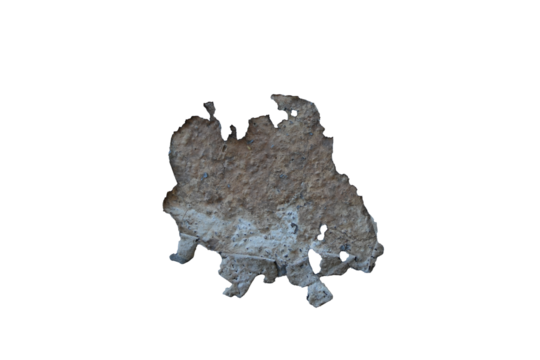 Moisture stains and plaster in poor condition, peeling paint